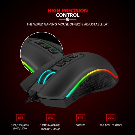 Redragon M711-FPS-1 Cobra Flawless sensor RGB Gaming Mouse