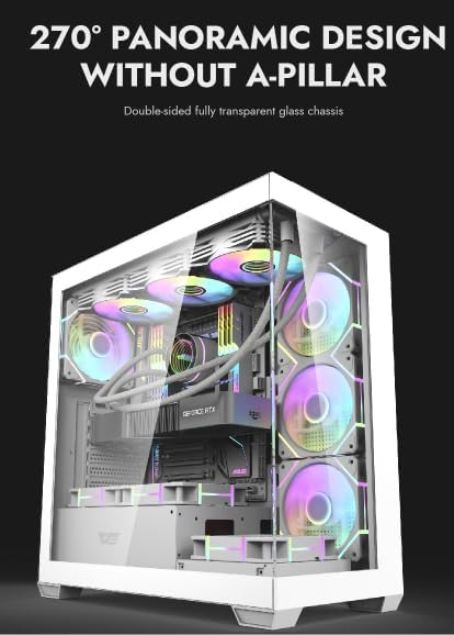 DarkFlash DS900 ATX Computer Case, 9x Pre-4 ARGB FANS WHITE