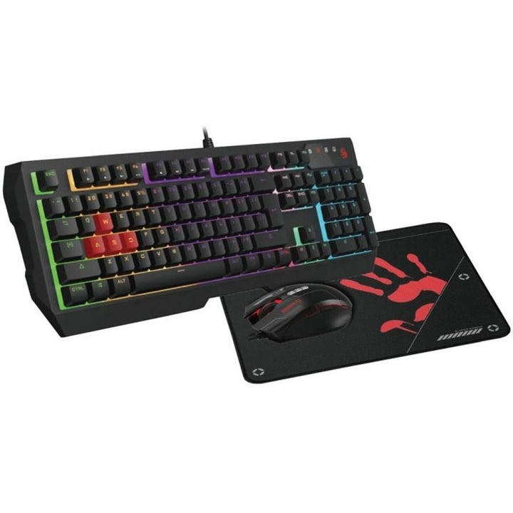 Bloody B1700 Neon Gaming Keyboard Mouse Mousepad Combo - 6000 CPI - 1000Hz Report Rate - Neon Backlit - Non-Slip Design - USB