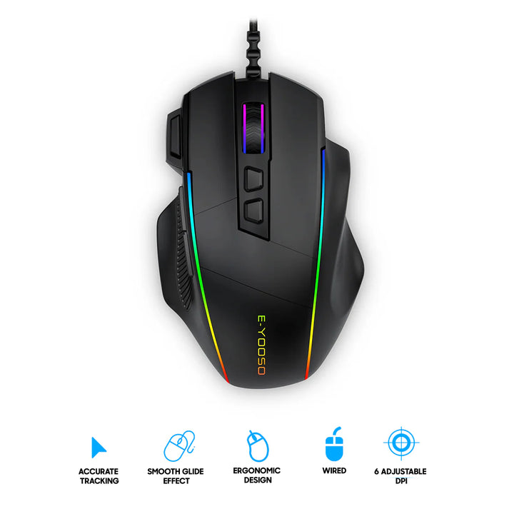 E-YOOSO X-49 RGB Wired Gaming Mouse with 6 DPI & Ergonomic Design