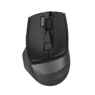 Black ergonomic mouse on a white background