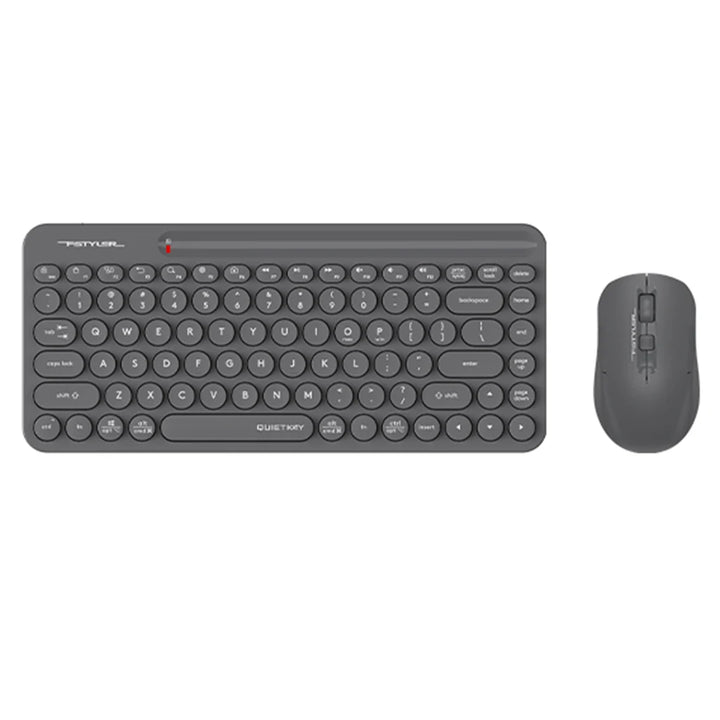 Gray keyboard and mouse set on a white background