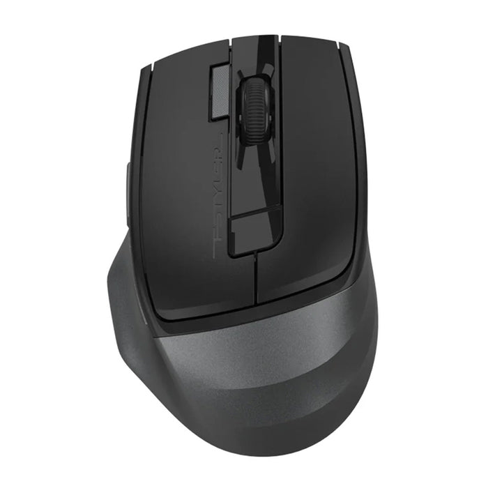 Black ergonomic mouse on a white background