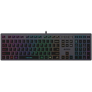 Gaming keyboard with RGB backlighting on a white background