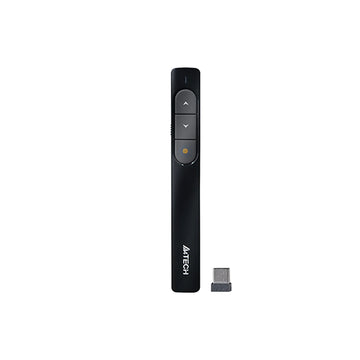 Black A4Tech lp15 remote control with receiver on a white background