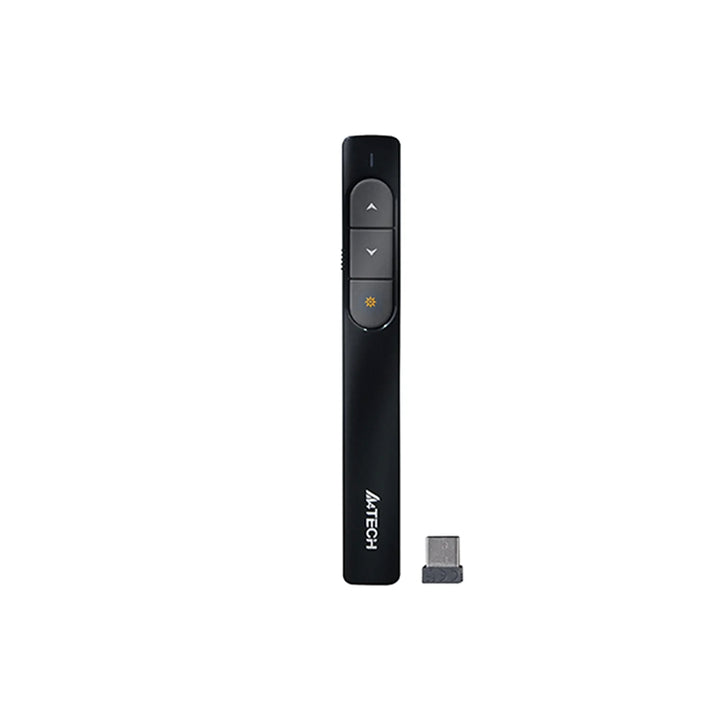 Black A4Tech lp15 remote control with receiver on a white background