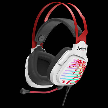 Gaming headset with colorful design on a black background