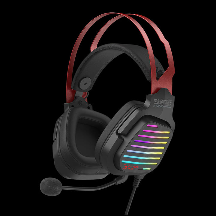 Gaming headset with RGB lighting on a black background