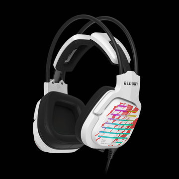 Gaming headset with colorful design on a black background