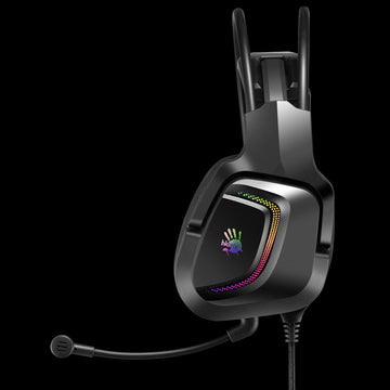 Gaming headset with RGB lighting on a black background