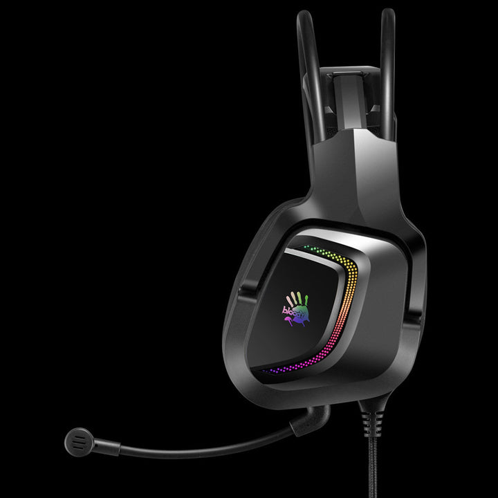 Gaming headset with RGB lighting on a black background