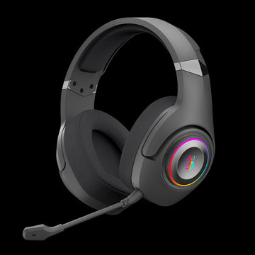 Gaming headset with RGB lighting on a black background