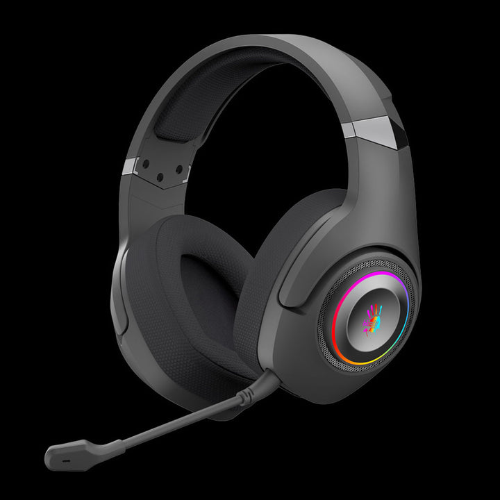 Gaming headset with RGB lighting on a black background