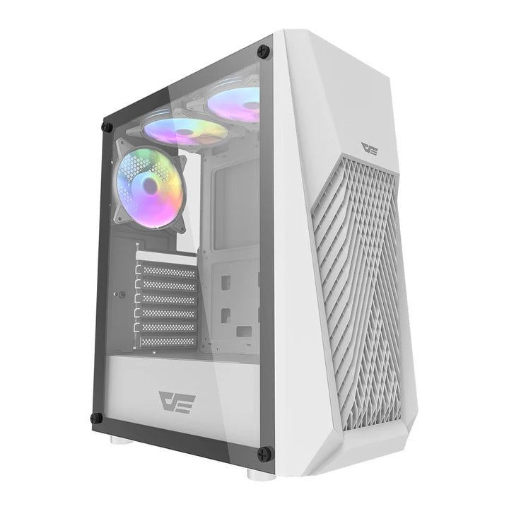 DarkFlash DK150 White Mid Tower Gaming PC Case with 3 RGB Fan