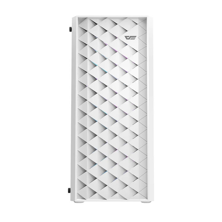 White Darkflash DK351 gaming PC case front on a white background