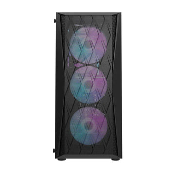 Darkflash DK352 Computer case with three colorful fans on a white background