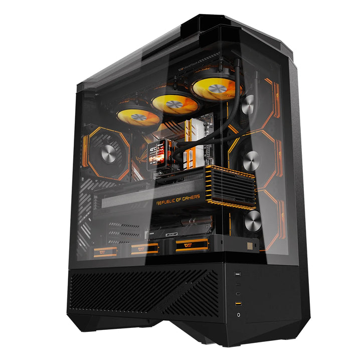 DarkFlash DY460 Compact Dual Chamber ATX Case with 3-Sided Tempered Glass
