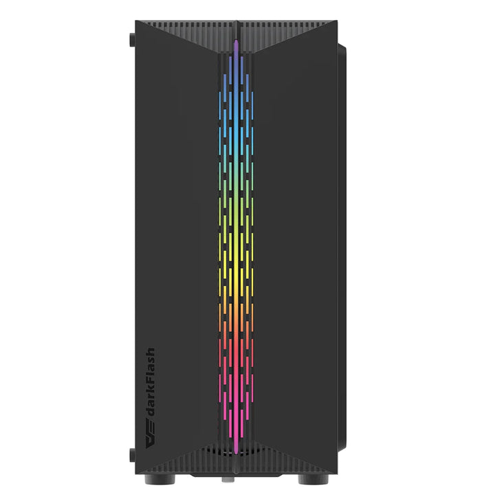 Darkflash DK151 Black PC Gaming Case Front View in Plain Background