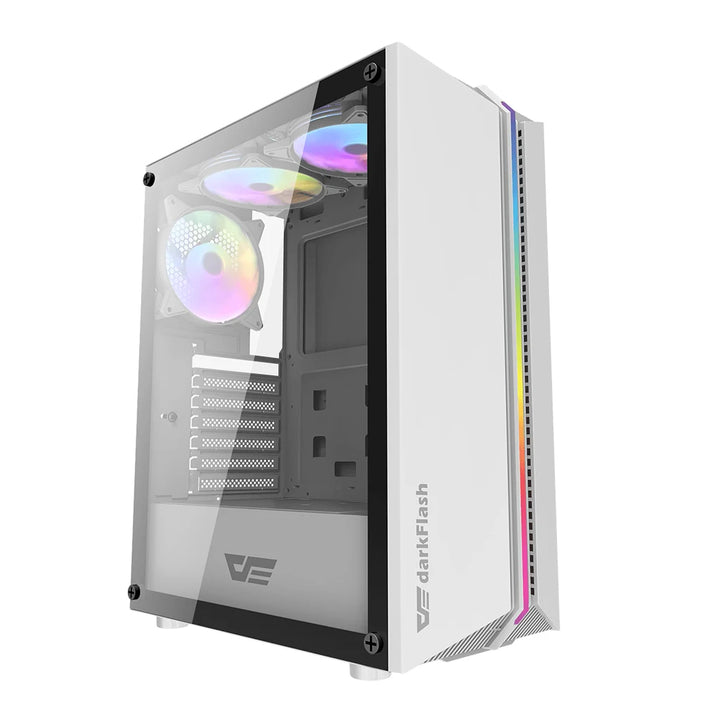 Darkflash DK151 White Side Tempered Glass PC Case with 3 ARGB Fans