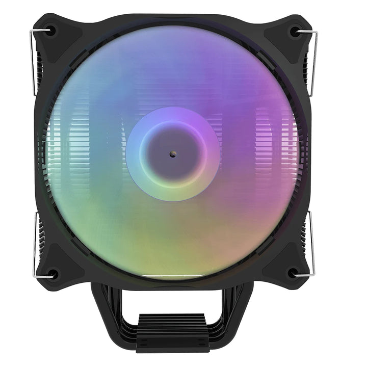 Computer fan with RGB lighting on a white background
