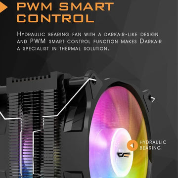 Computer cooling system with PWM smart control and hydraulic bearing fan on a dark background