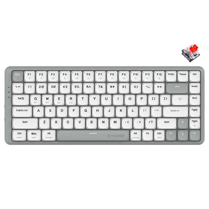 E-YOOSO Z-84 Tri-Mode 84-Keys Mechanical Keyboard White/Grey (Red Switch)