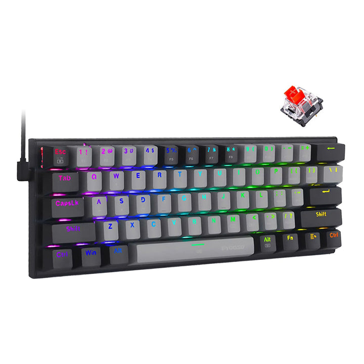 E-YOOSO Z-11 Gray Black Monochrome Mechanical Keyboard with Red Switches
