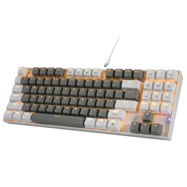 E-YOOSO Z-13 Gray White Monochrome Mechanical Keyboard With Red Switches