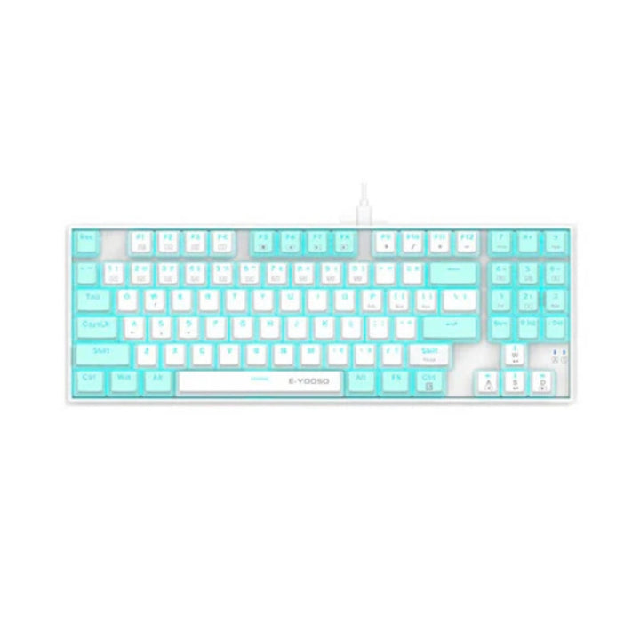 E-YOOSO Z-13 White Blue Single Light Wired Gaming Keyboard With Blue Switches