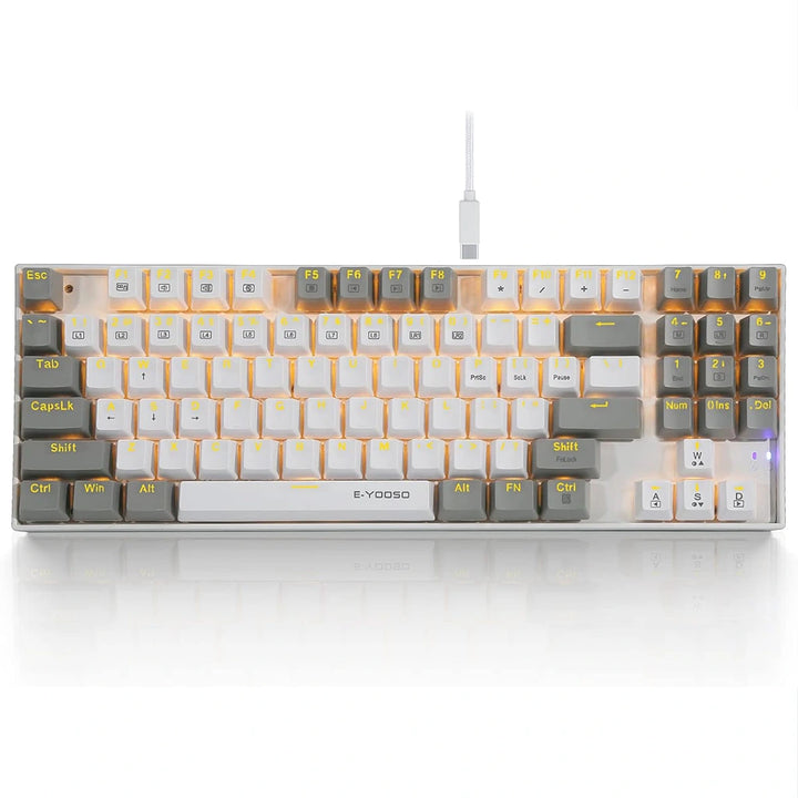 E-YOOSO Z-13 White Gray Monochrome Mechanical Keyboard With Blue Switches