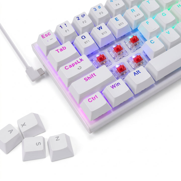 E-Yooso Z-11 White 60% Tri-Mode RGB Red Switch Keyboard