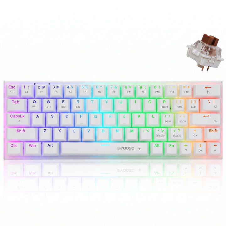 E-Yooso Z-11 Tri-Mode White RGB Mechanical Keyboard with Brown Switches