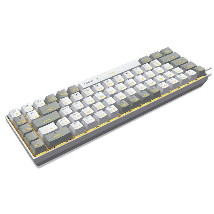 E-Yooso Z-686 Yellow Single Light 68 Keys Hot-Swappable Wired Mechanical Keyboard White/Gray (Red,blue,brown Switch)