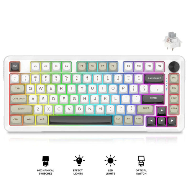 E-Yooso Z-82 RGB 81-Keys Tri-Mode Mechanical Keyboard White/Grey/Black (Silverwood Switch)