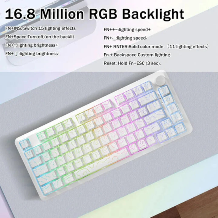 E-Yooso Z-82 RGB 81-Keys Tri-Mode Mechanical Keyboard White (Silverwood Switch)