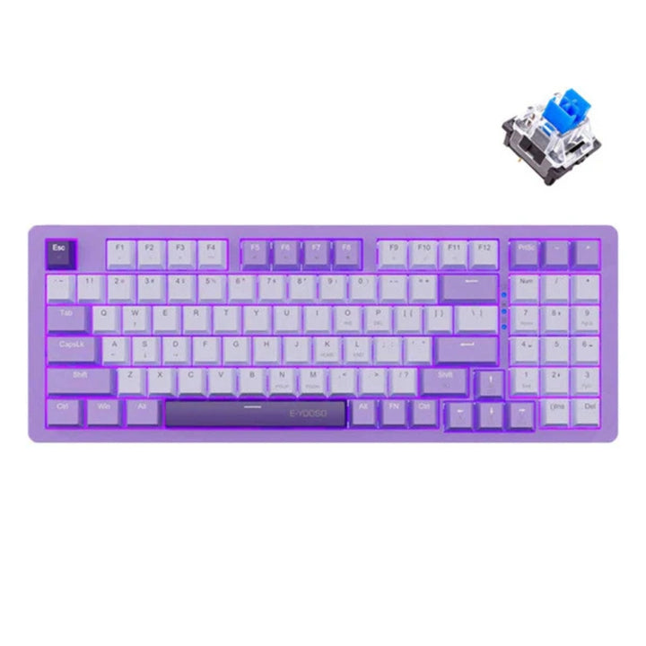 E-Yooso Z-94 Single Light 94-Keys Hot-Swappable Wired Mechanical Keyboard Deep Purple (Red & blue Switch)