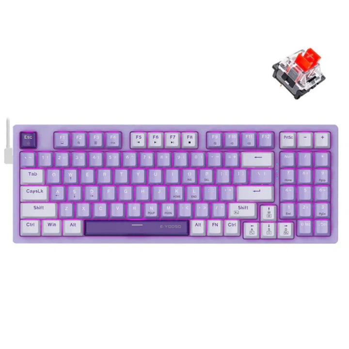 E-Yooso Z-94 Single Light 94-Keys Hot-Swappable Wired Mechanical Keyboard Deep Purple (Red & blue Switch)