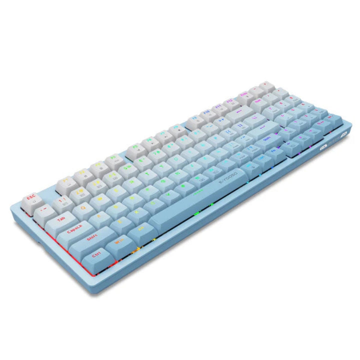 E-YOOSO Z-94 Tri-Mode RGB 94-Keys Hot-Swappable Mechanical Keyboard White/Blue (Linear White switch)