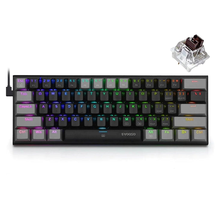 E-YOOSO Z-11 Black Gray RGB 60% Mechanical Keyboard with Brown Switches