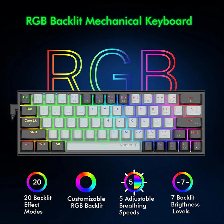 E-YOOSO Z-11 Gray Black RGB Mechanical Keyboard with Blue Switches