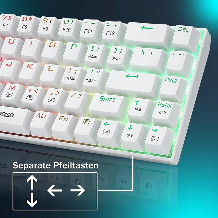E-Yooso Z-686 White Tri-Mode RGB Mechanical Keyboard (Red Switch)