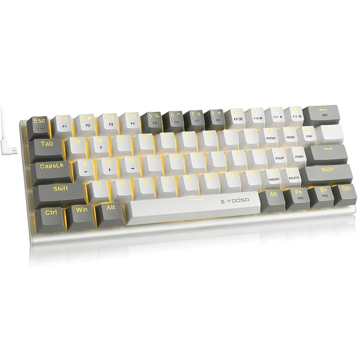 E-YOOSO Z-11 White Gray Monochrome Mechanical Keyboard with Blue Switches
