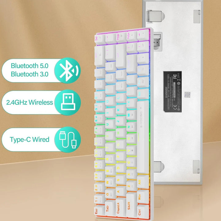 E-Yooso Z-11 White 60% Wireless Gaming Keyboard with Blue Switches