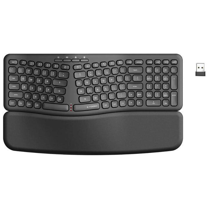 E-YOOSO E-757 Wireless Ergonomic Keyboard with Split Design, Detachable Wrist Rest & Multimedia Hotkeys