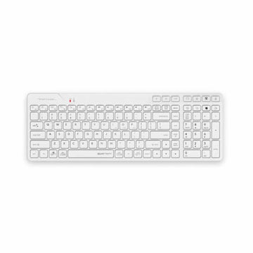 White wireless keyboard with full QWERTY layout and numeric pad.