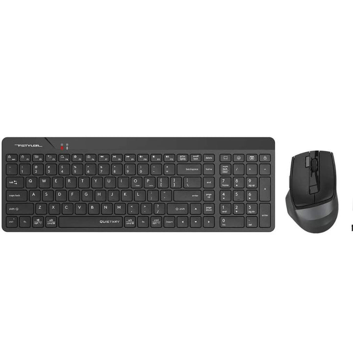 QuietKey wireless keyboard and mouse combo in black.