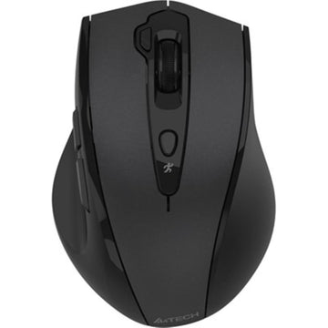 Black A4Tech ergonomic wireless mouse.