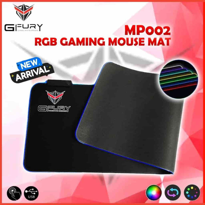 Gfury RGB gaming mouse mat with colorful LED lights.