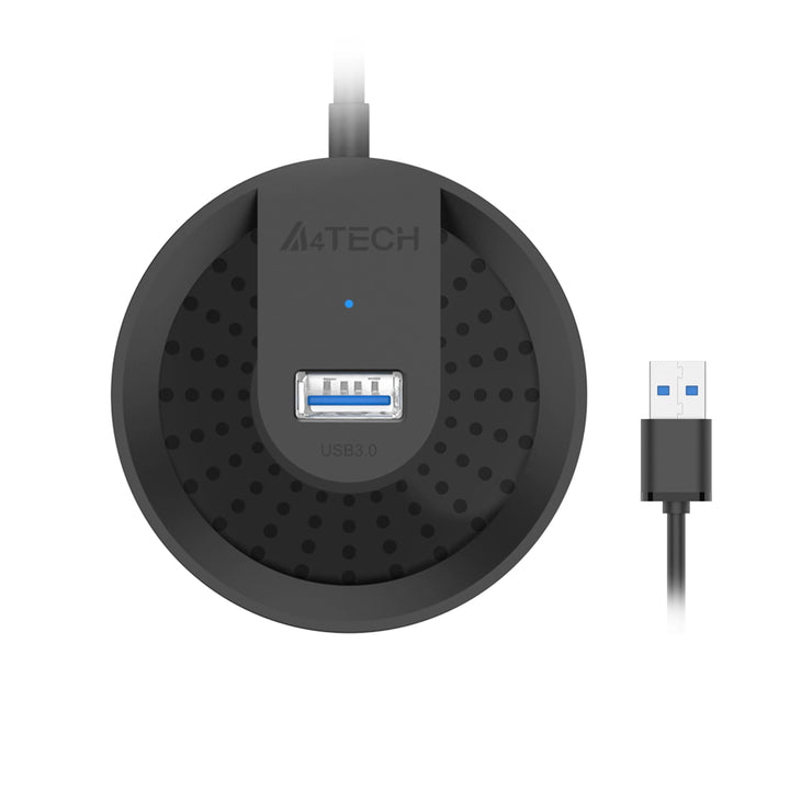 Black USB hub with cable on a white background