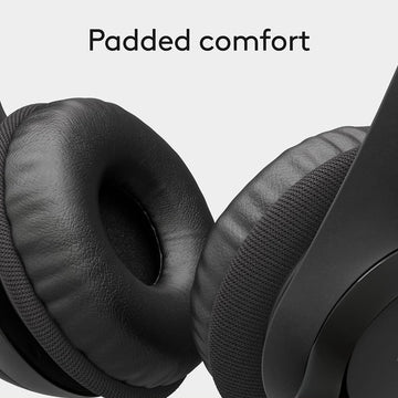  Earcups of the Logitech H390 Headset, featuring soft, padded cushions designed for extended comfort during use.